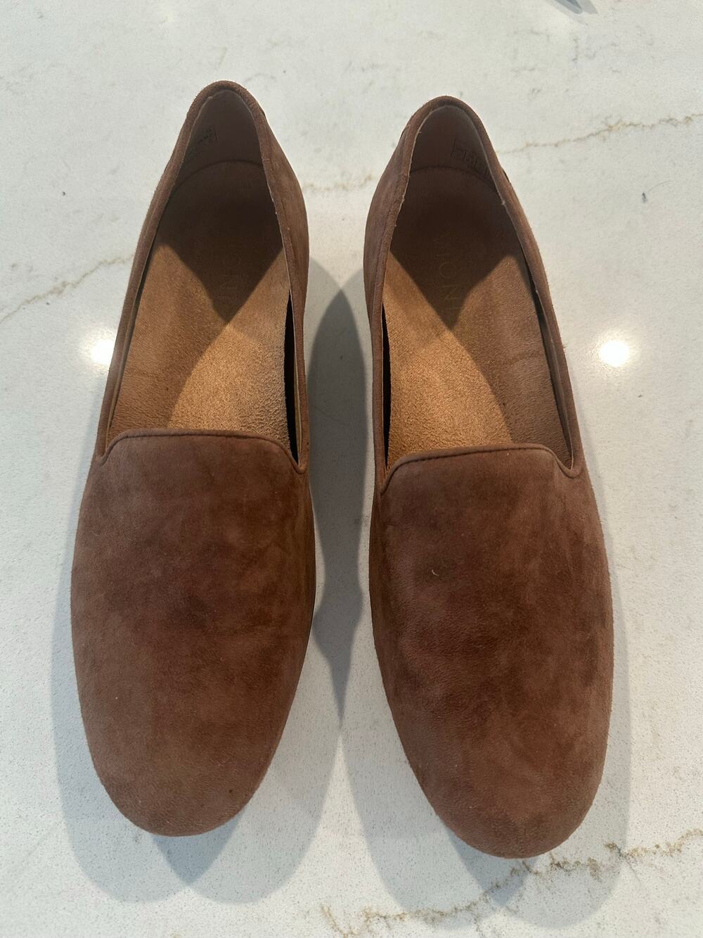 Vionic Willa II Womens 7 Brown Cognac Suede Loafers Slip On Flats Comfort Shoes